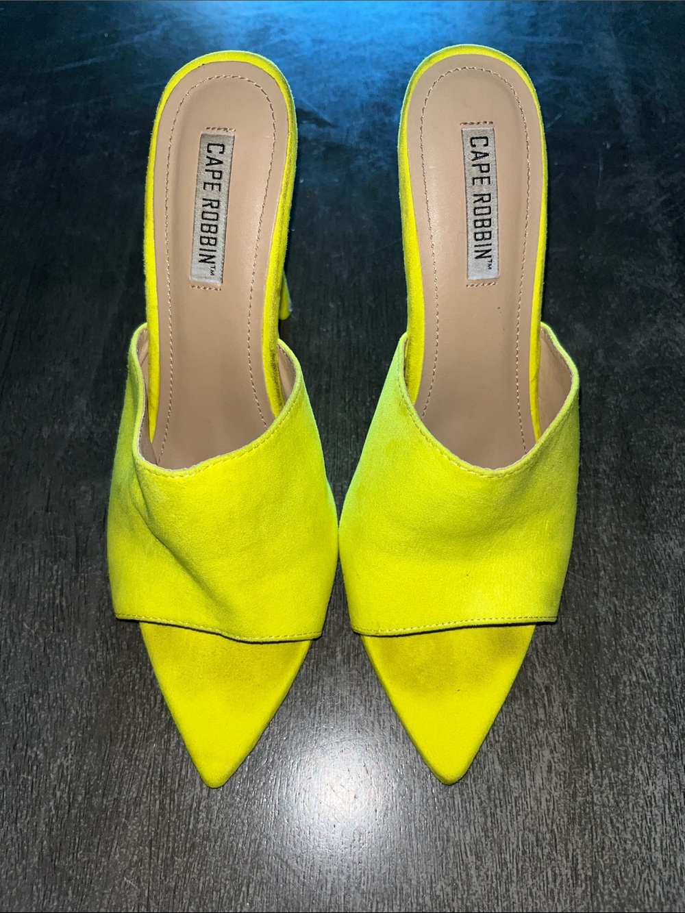 Cape Robbin Neon Lime Pointed-Toe Mule Heels